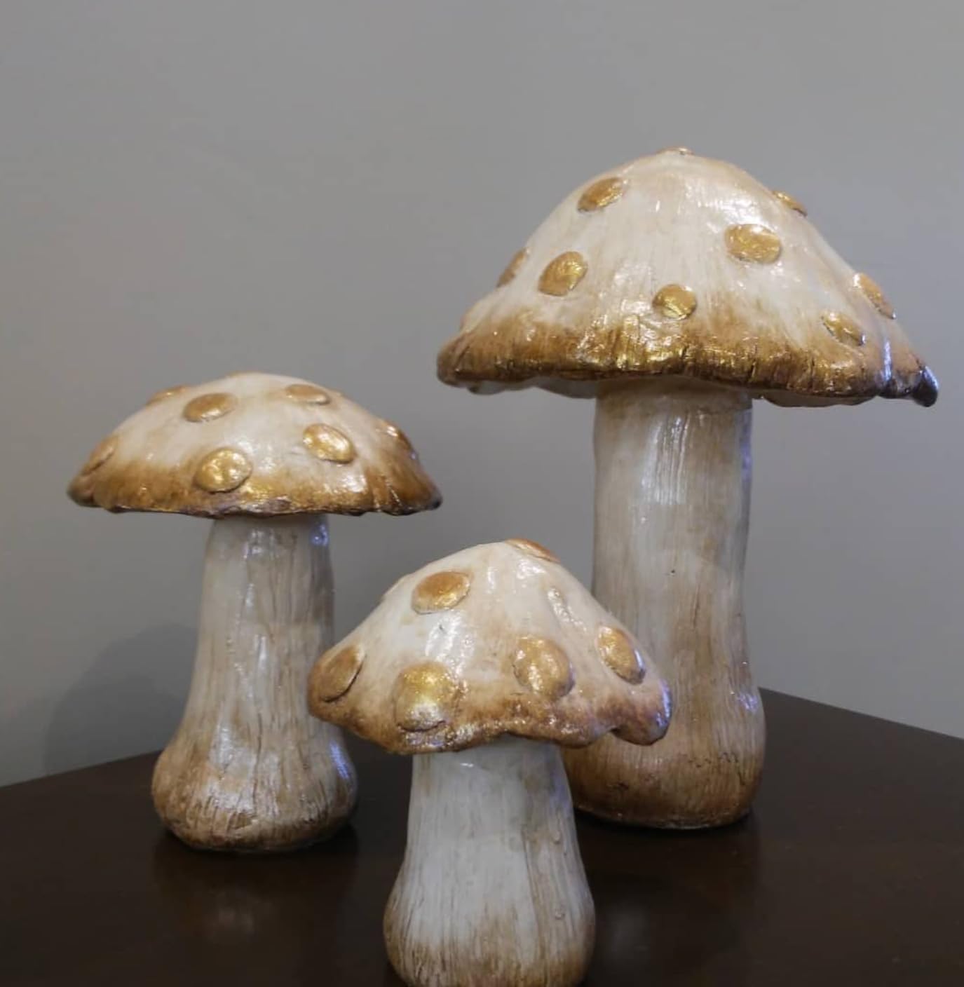 Set of 3 Red Toadstool Mushroom Statues, Mushroom Garden Decor, Toadstool Statue, Mushroom House Decor, Outdoor Mushroom Art, Mushroom Decor