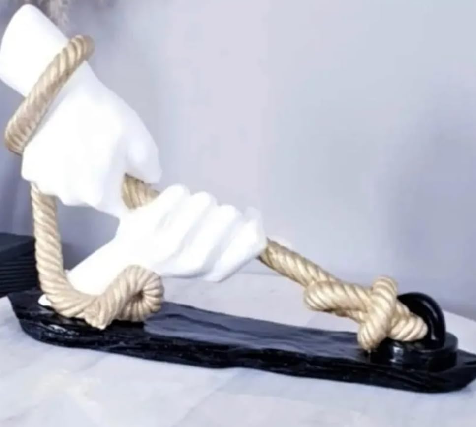 Decorative Hand Wrapped In Rope Sculpture, Hands Wrapping a Rope Figurine, Hand Sculpture Decor, Tug of War Figurine, Artistic Rope Statue, Rope Sculpture