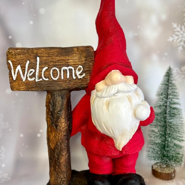 Large Garden Gnome Welcome Sign for Outdoor Decor, Garden Gnome Statue, Welcome Sign Gnome, Porch Welcome Gnome, Cute Gnome Statue