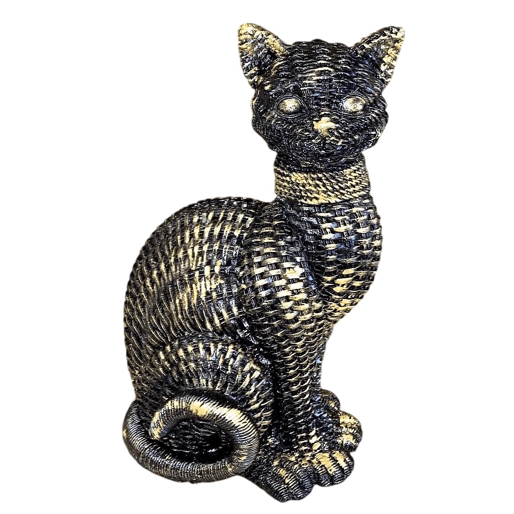 Woven Cat Statue, Handmade Polyester Cat Figurine, Unique Cat Lover Gift, Cat Statue, Woven Cat Sculpture, Cat Lover Home Decor, Cat Decor, Cat Sculpture, Cat Objects