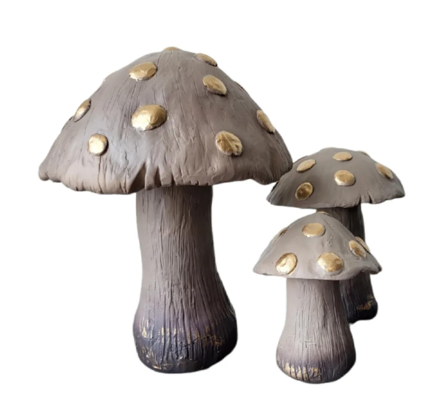 Set of 3 Red Toadstool Mushroom Statues, Mushroom Garden Decor, Toadstool Statue, Mushroom House Decor, Outdoor Mushroom Art, Mushroom Decor