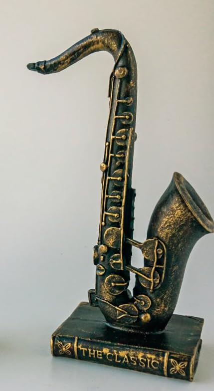 Saxophone Decor Statue, Jazz Music Decor, Saxophone Sculpture, Music Lover Gift, Jazz Home Decor, Saxophone Bookends, Musician Desk Decor