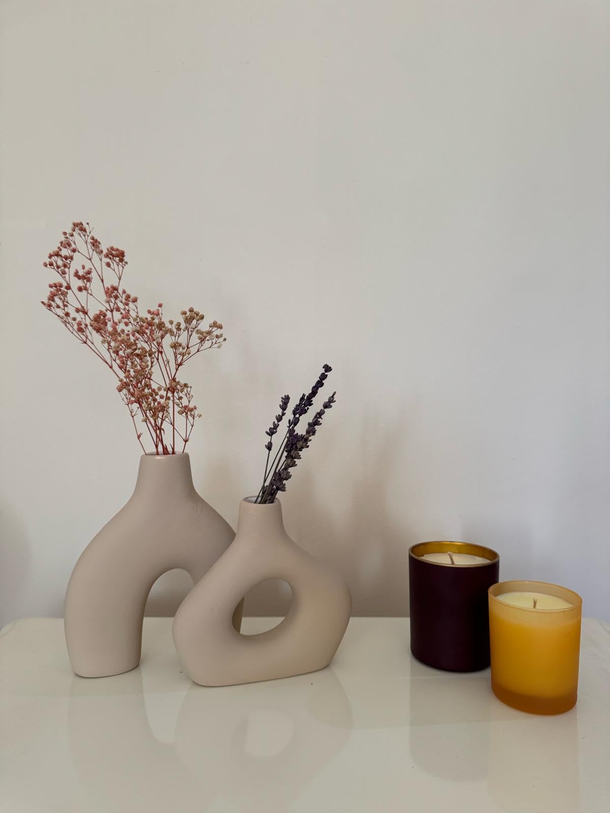 Amorphous Ceramic Vases Set-2, Round Matte Donut Vases, Minimalist Home Decor, Handmade Vase, Decorative Gift, Boho Style Vase, Donut Vase, Round Vase, Amorphous Vase