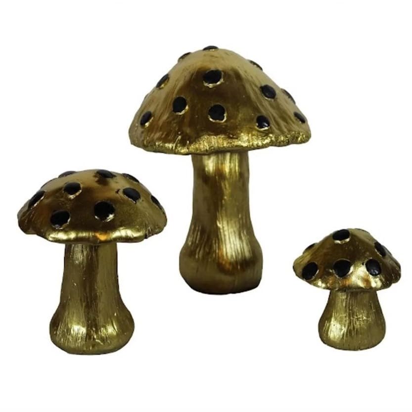 Set of 3 Red Toadstool Mushroom Statues, Mushroom Garden Decor, Toadstool Statue, Mushroom House Decor, Outdoor Mushroom Art, Mushroom Decor