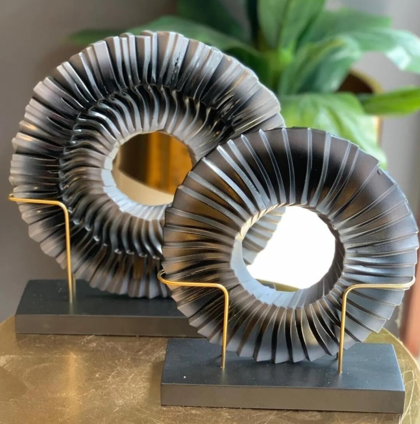 Decorative Disk Object with Stand, Disk Sculpture Set of 2, Modern Art Centerpiece, Abstract Home Decor, Disk Sculpture, Disk Statue, Disk Statue, Disk Figurine