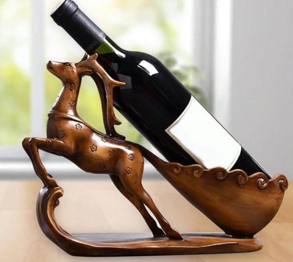 Elegant Deer Wine Rack Sculpture, Decorative Wine Rack with Deer Figure, Stylish Deer Wine Rack Statue, Stylish Animal Bar Decor,
