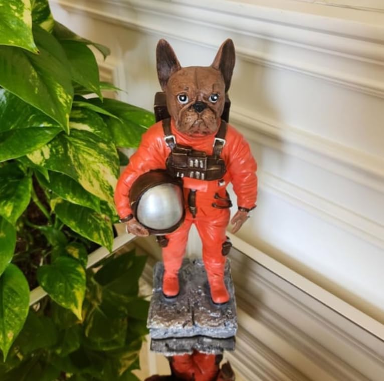 Astronaut BullDog Figurine, Dog In Spacesuit Statue, Space-Themed Bulldog Sculpture, Animal Astronaut Decor, Dog Lover Home Decor