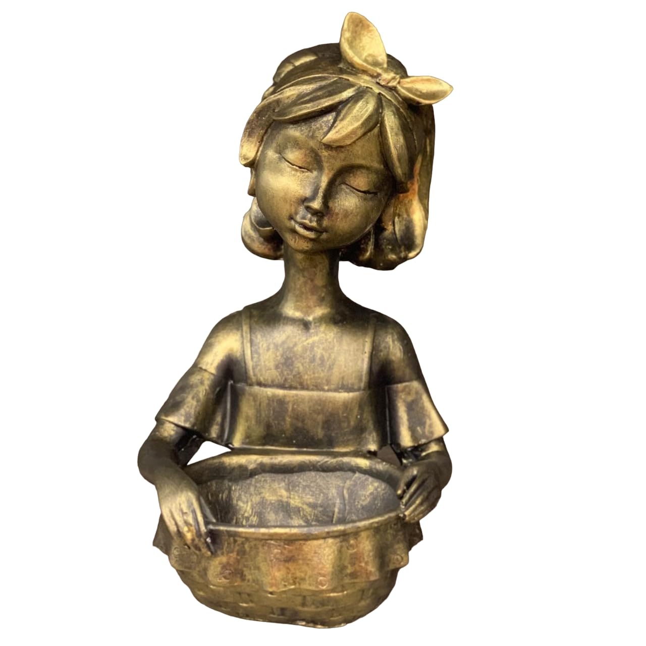 Girl Figurine Decor, Girl With Bowl Sculpture, Handmade Lady Bowl, Cute Girl Figurine Holder, Lady Hamper Figurine, Girl Sculpture, Girl Statue, Girl Decor, Girl Objects