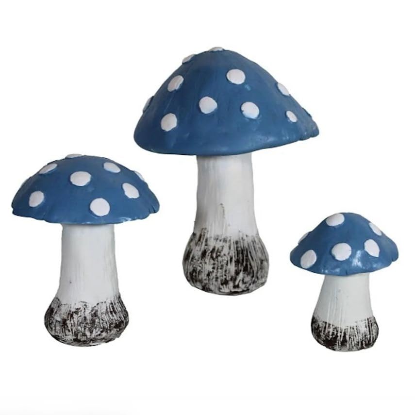 Set of 3 Red Toadstool Mushroom Statues, Mushroom Garden Decor, Toadstool Statue, Mushroom House Decor, Outdoor Mushroom Art, Mushroom Decor