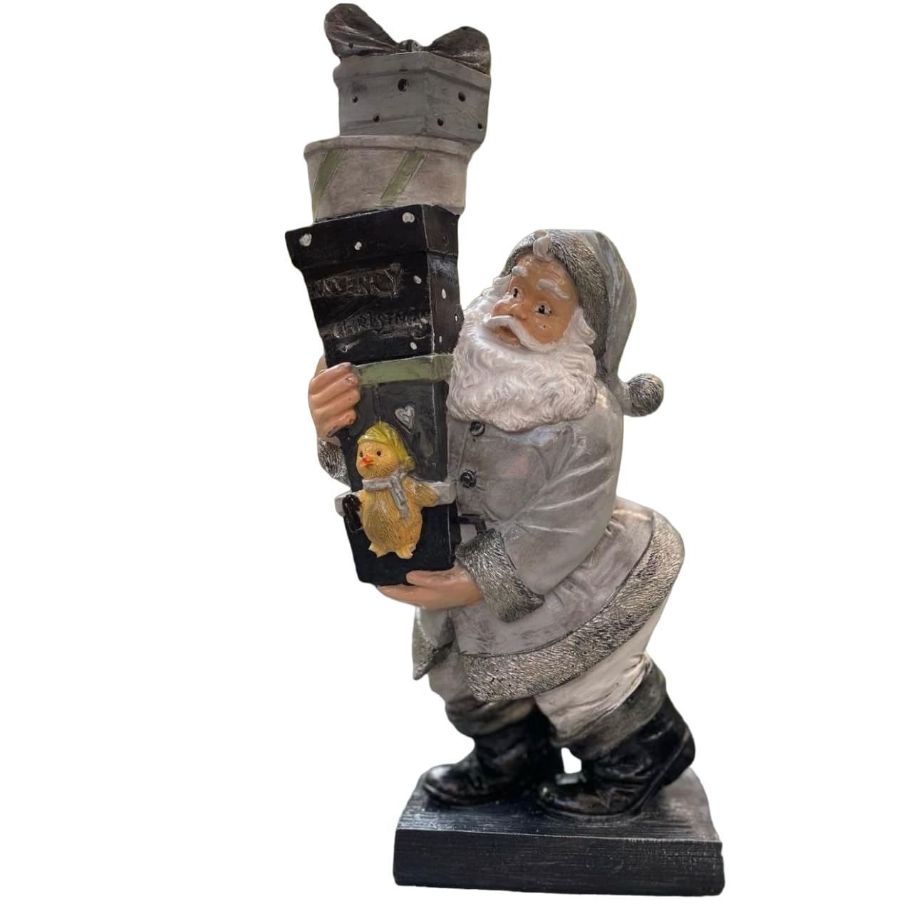Santa Claus Figurine Carrying Stacked Christmas Gifts, Christmas Santa decoration, Santa Figurine with Gift Boxes, Santa Claus Sculpture, Santa Sculpture, Santa Decor