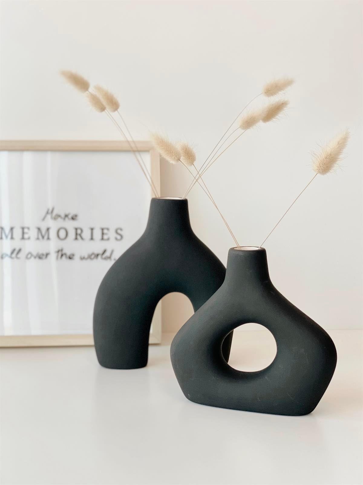 Amorphous Ceramic Vases Set-2, Round Matte Donut Vases, Minimalist Home Decor, Handmade Vase, Decorative Gift, Boho Style Vase, Donut Vase, Round Vase, Amorphous Vase
