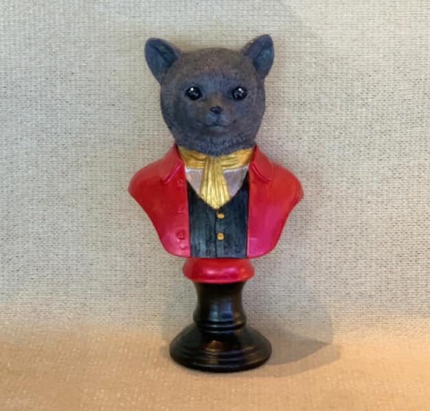 Tuxedo Katzenbüste Statue, Elegante Katzenskulptur, Elegante Katzenfigur mit Tuxedo, Gentleman Katzenbüste Statue, Tuxedo Katzenstatue, Katzenskulptur