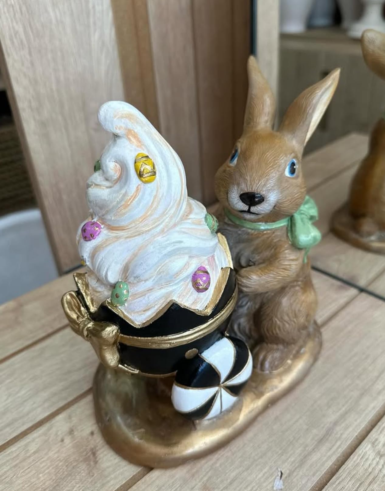 Rabbit Holding Ice Cream Cart Figurine, Whimsical Bunny Ice Cream Vendor, Bunny Vendor Figurine, Rabbit Themed Decoration, Rabbit Decor