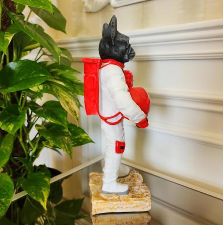 Astronaut BullDog Figurine, Dog In Spacesuit Statue, Space-Themed Bulldog Sculpture, Animal Astronaut Decor, Dog Lover Home Decor