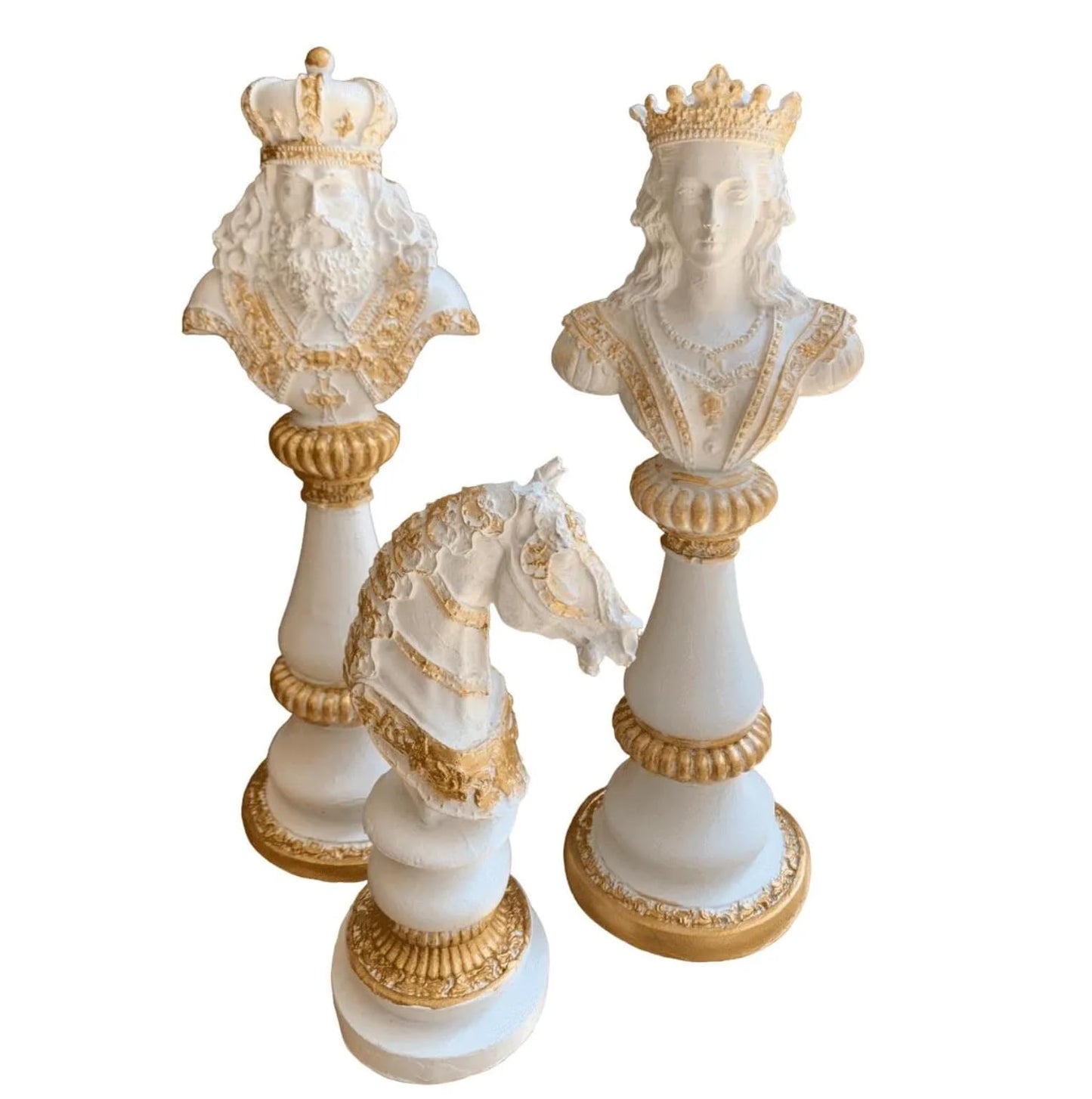 Large Chess Sculpture Set of 3, King Queen Horse Bust Chess, Chess Decor Set, Decorative Chess Pieces, Chess Statue, Chess Decor, Chess Sculpture, Chess Figurine