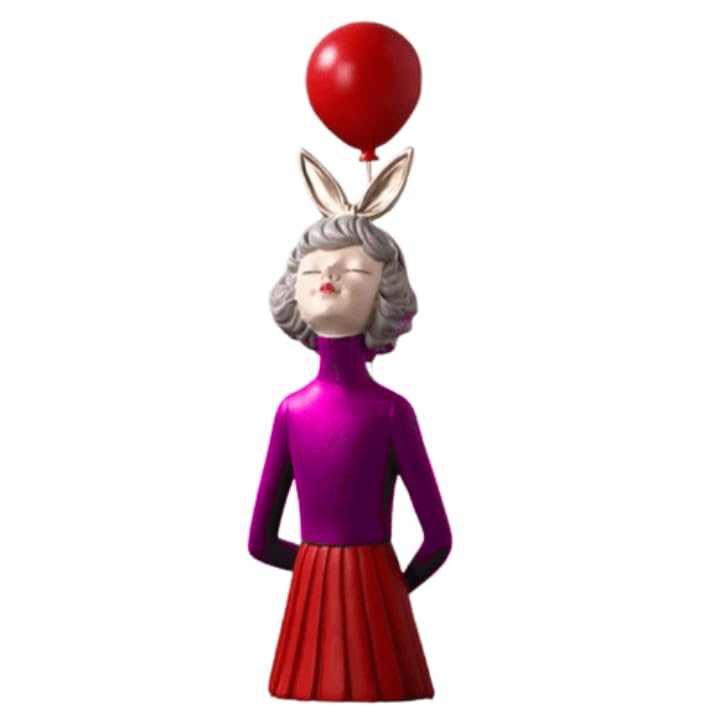 Girl Balloon Statue with Skirt and Bunny Ears, Girl Balloon Statue, Unique Gift Statue, Girl Sculpture Decor, Girl Balloon Sculpture, Girl Balloon Decor, Girl Balloon Objects