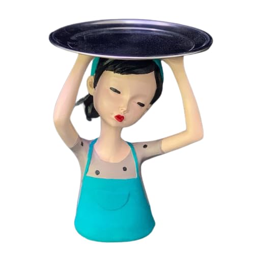 Girl Sculpture With Tray Decor, Handcrafted Girl Holding Tray Figure, Functional Girl Figurine With Tray, Decorative Girl Figurine For Gift, Girl Sculpture, Girl Decor, Girl Statue