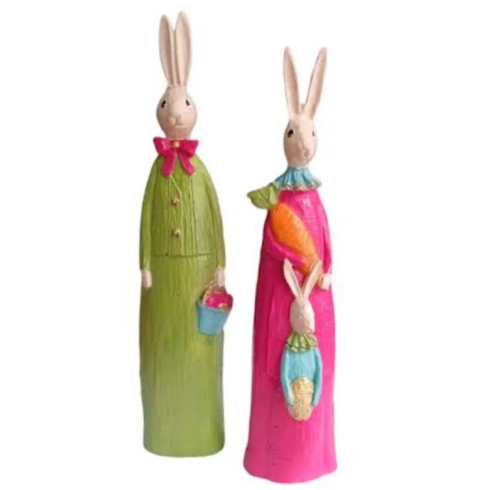 Easter Bunny Family Figurines, Easter Decoration Gift, Easter Bunny Figurines, Festive Rabbit Decor, Cute Bunny Couple, Seasonal Decor Gift