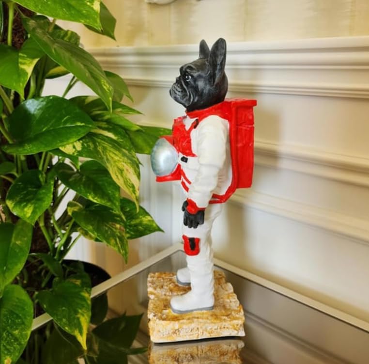 Astronaut BullDog Figurine, Dog In Spacesuit Statue, Space-Themed Bulldog Sculpture, Animal Astronaut Decor, Dog Lover Home Decor