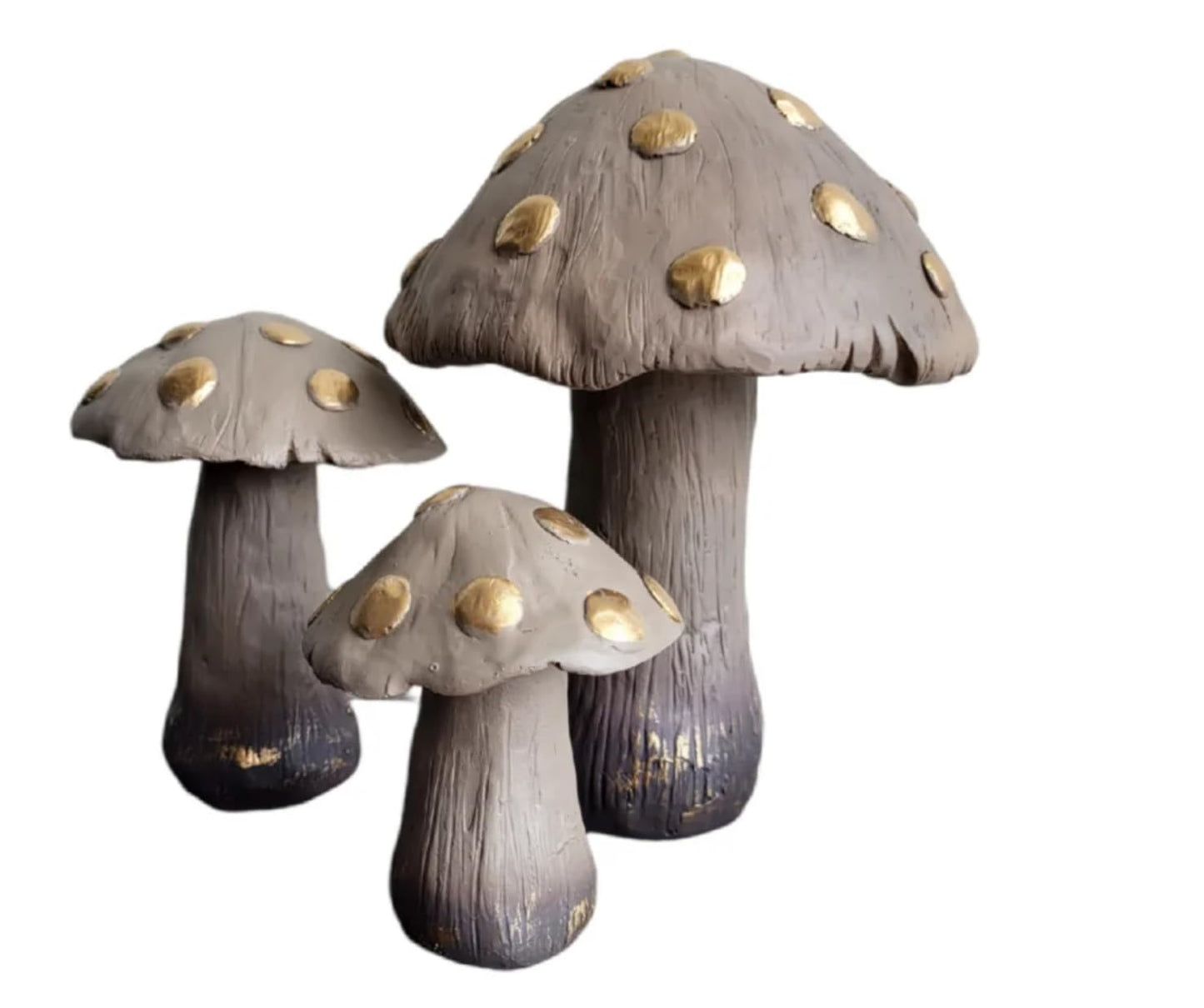 Set of 3 Red Toadstool Mushroom Statues, Mushroom Garden Decor, Toadstool Statue, Mushroom House Decor, Outdoor Mushroom Art, Mushroom Decor