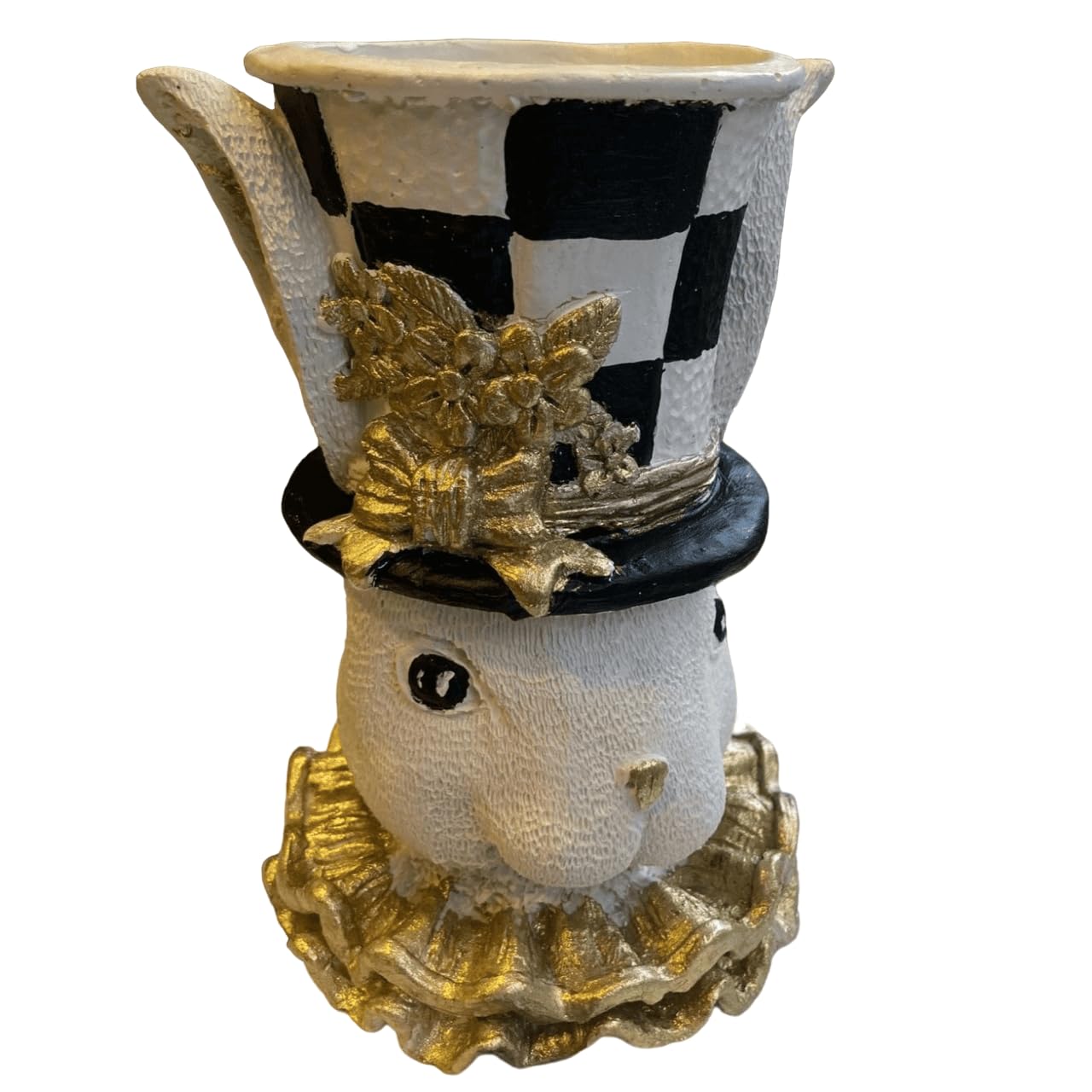 Mini vaso con statua di coniglio, statuina di coniglietto, decorazione di coniglio dipinta a mano, decorazione da tavolo a forma di coniglio pasquale, statuina di coniglietto pasquale, vaso con coniglio