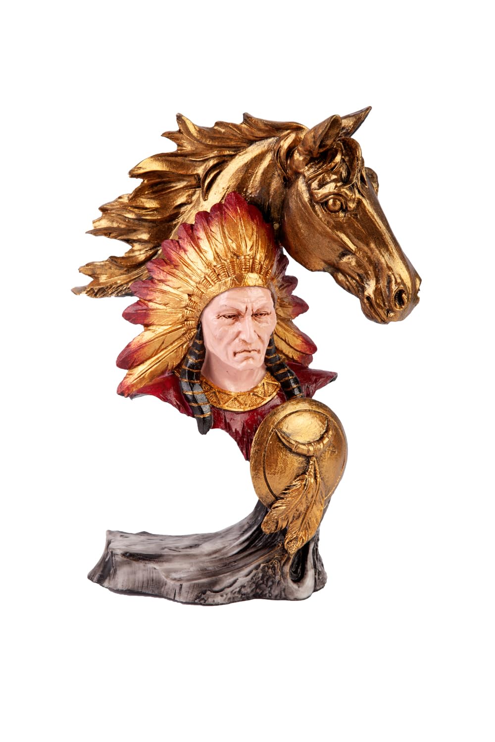Native American Indian Chief and Horse Bust Sculpture, Western Decor, Native American Statue, Indian Chief Bust, Western Home Decor, Indian Chief Decor, Indian Chief Statue