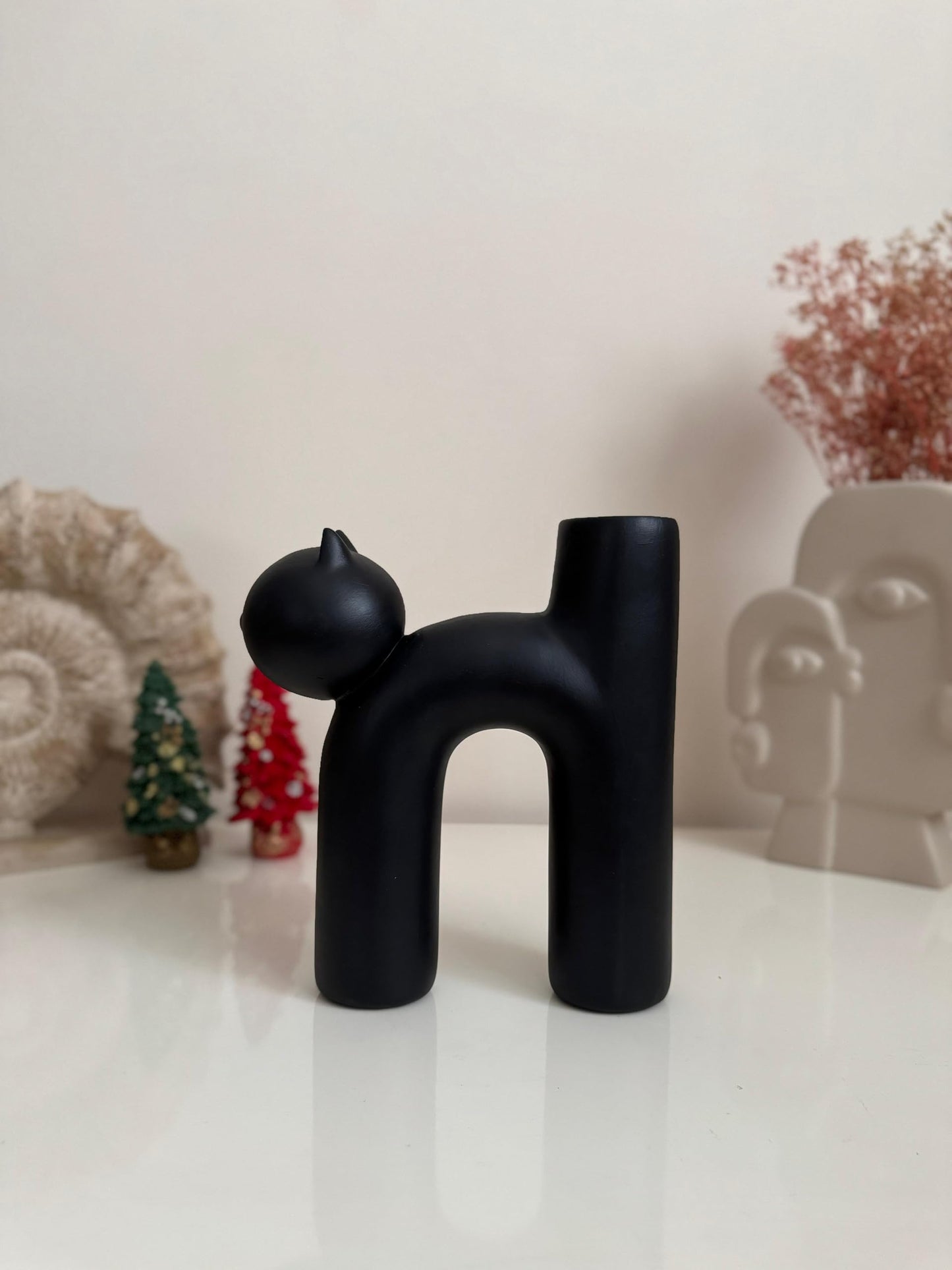 Süße Vase in Katzenform, Katzenvase für Blumen, Keramikvase, nordisches Kunstdekor, Geschenk für Zuhause, Geschenk für Katzenliebhaber, Keramik-Katzenvase, Katzenvase, Katzenförmige Vase, Blumenvase