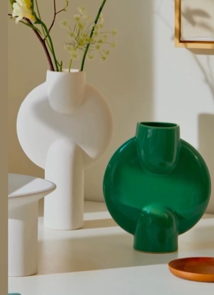 Modern Ceramic Vase Set or Single, Modern Vase, Textured Ceramic Vase, Round Ceramic Vase, Modern Vase Set, Ceramic Flower Vase