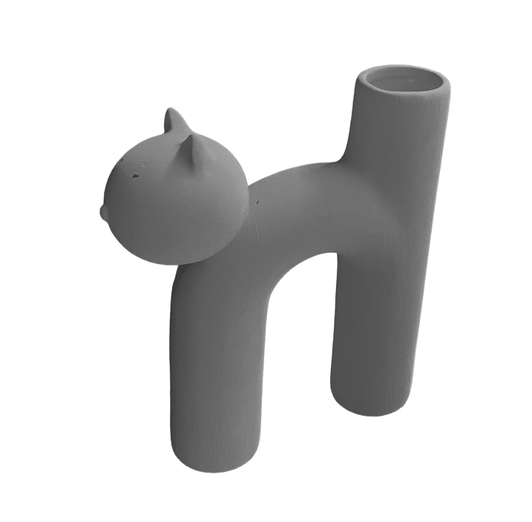 Süße Vase in Katzenform, Katzenvase für Blumen, Keramikvase, nordisches Kunstdekor, Geschenk für Zuhause, Geschenk für Katzenliebhaber, Keramik-Katzenvase, Katzenvase, Katzenförmige Vase, Blumenvase
