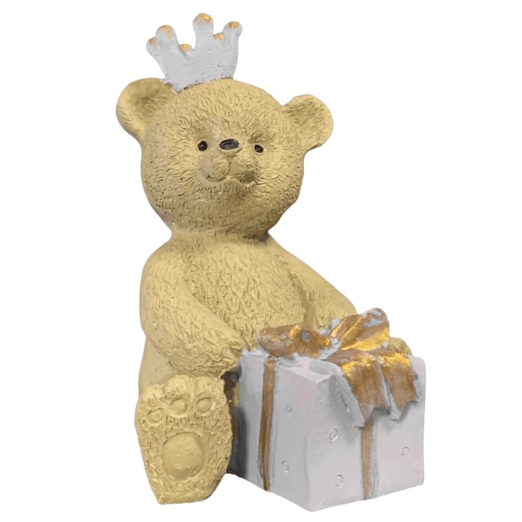 Gift Wrapped Bear Statue, Crowned Bear Figurine, Handmade Gift Bear Statue, Crowned Bear Statue, Handmade Bear Statue, Crowned Bear Decor, Crowned Bear Sculpture, Gift Wrapped Bear Decor