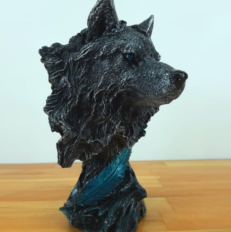 Wolf Head Sculpture, Wolf Lover Gift, Rustic Wolf Home Decor, Wolf Bust, Wildlife Lover Gift, Polyester Wolf Statue, Gothic Wolf Figurine, Wolf Head Statue, Wolf Head Decor