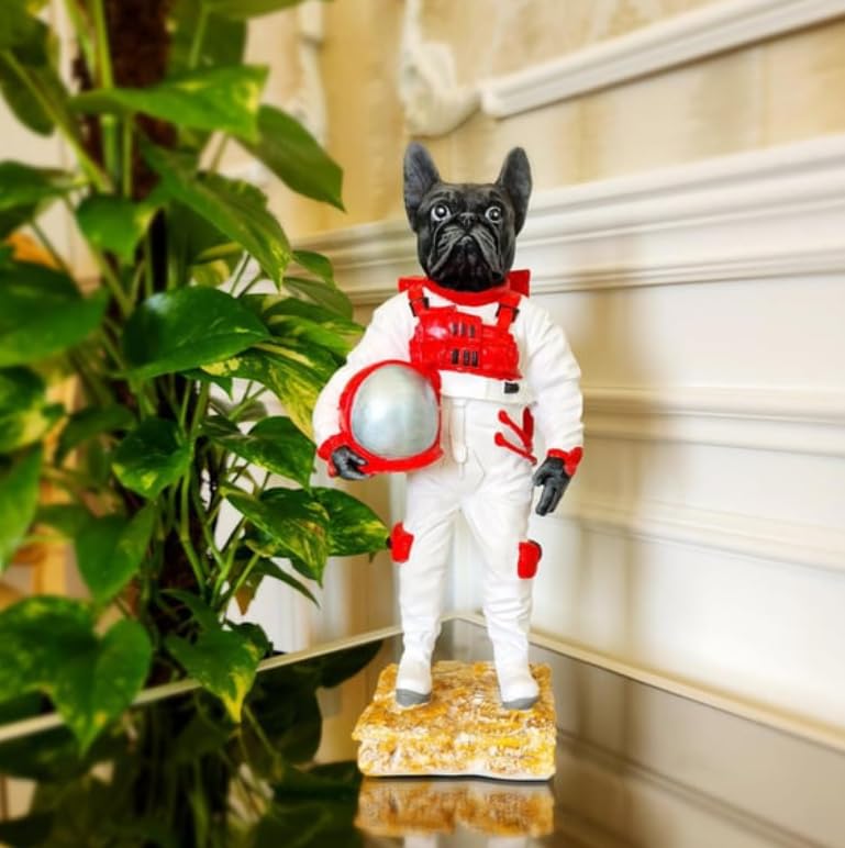 Astronaut BullDog Figurine, Dog In Spacesuit Statue, Space-Themed Bulldog Sculpture, Animal Astronaut Decor, Dog Lover Home Decor