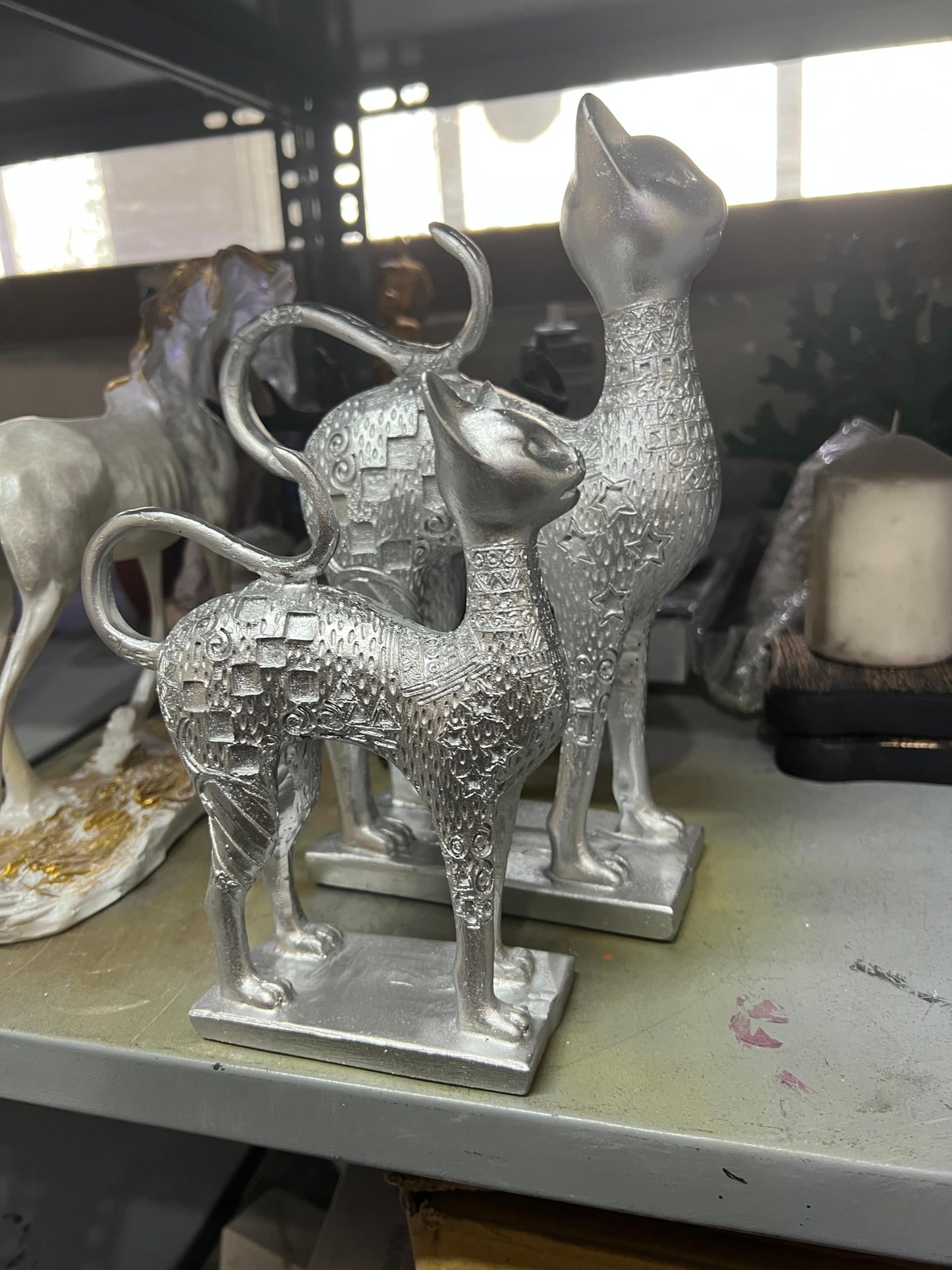 Egyptian Style Cat Figurine Set, Ancient Egyptian Statue, Cat Lovers Gift, Ancient Cat Statue, Egyptian Home Decor, Cat Sculpture, Cat Decor, Cat Sculpture, Cat Statue