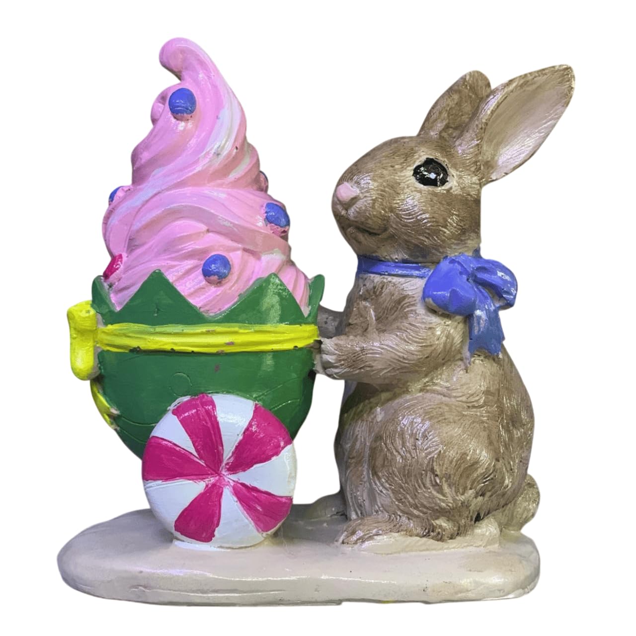 Rabbit Holding Ice Cream Cart Figurine, Whimsical Bunny Ice Cream Vendor, Bunny Vendor Figurine, Rabbit Themed Decoration, Rabbit Decor