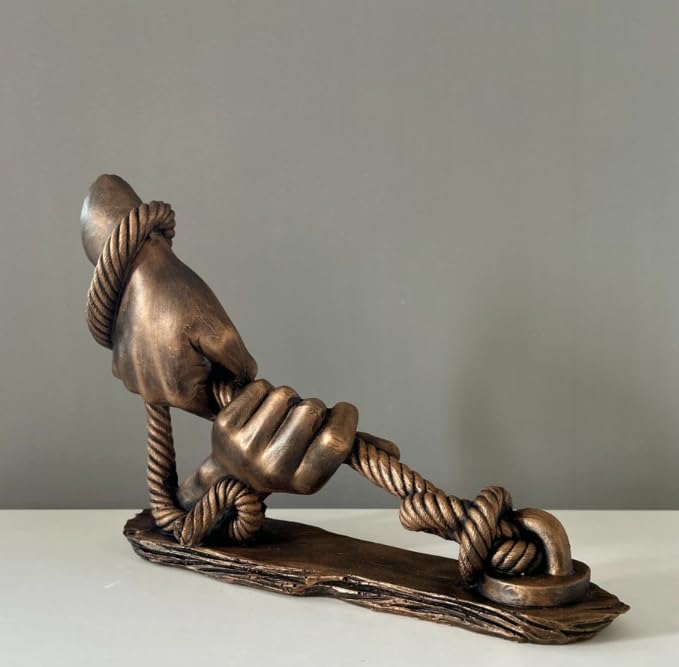 Decorative Hand Wrapped In Rope Sculpture, Hands Wrapping a Rope Figurine, Hand Sculpture Decor, Tug of War Figurine, Artistic Rope Statue, Rope Sculpture