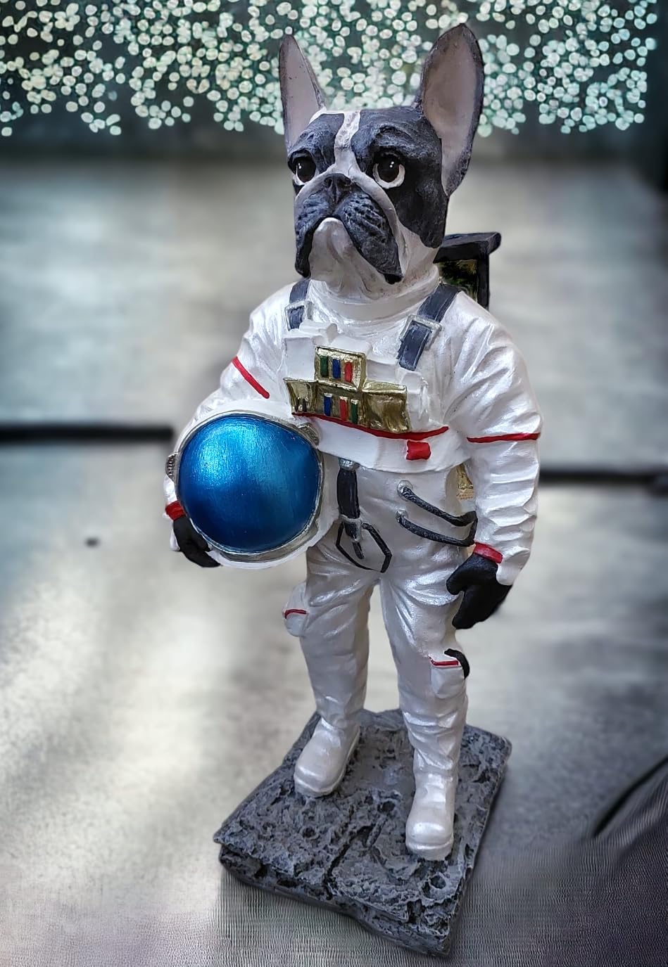 Astronaut BullDog Figurine, Dog In Spacesuit Statue, Space-Themed Bulldog Sculpture, Animal Astronaut Decor, Dog Lover Home Decor