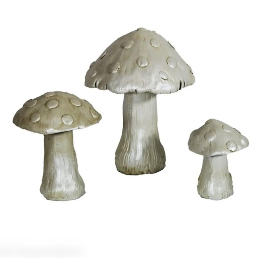 Set of 3 Red Toadstool Mushroom Statues, Mushroom Garden Decor, Toadstool Statue, Mushroom House Decor, Outdoor Mushroom Art, Mushroom Decor