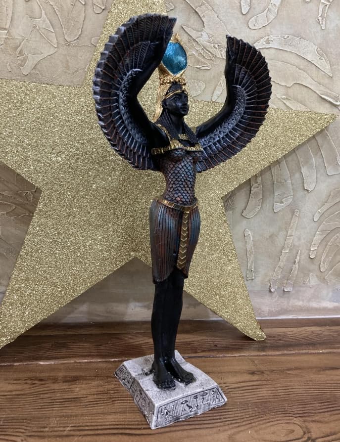 Egyptian Isis Open Wings Statue, Egyptian Isis Statue with Wings, Isis Statue with Open Wings, Polyester Isis Statue