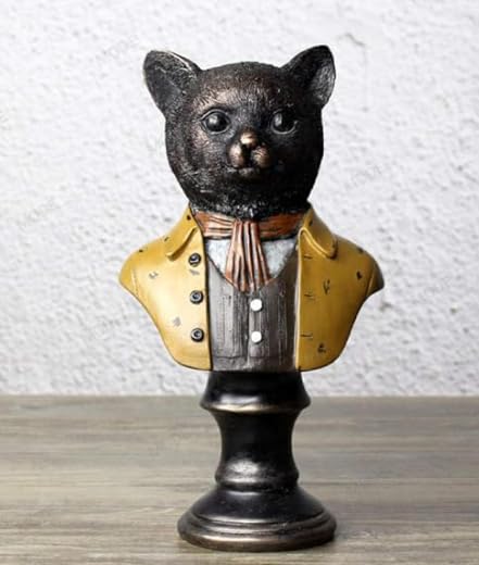 Tuxedo Katzenbüste Statue, Elegante Katzenskulptur, Elegante Katzenfigur mit Tuxedo, Gentleman Katzenbüste Statue, Tuxedo Katzenstatue, Katzenskulptur