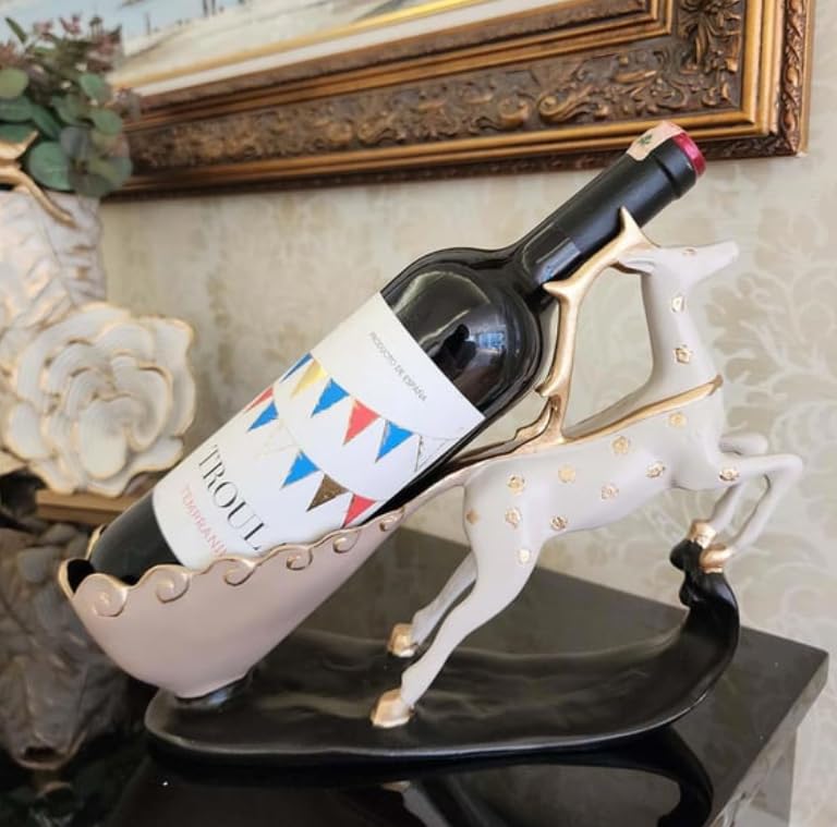 Elegant Deer Wine Rack Sculpture, Decorative Wine Rack with Deer Figure, Stylish Deer Wine Rack Statue, Stylish Animal Bar Decor,