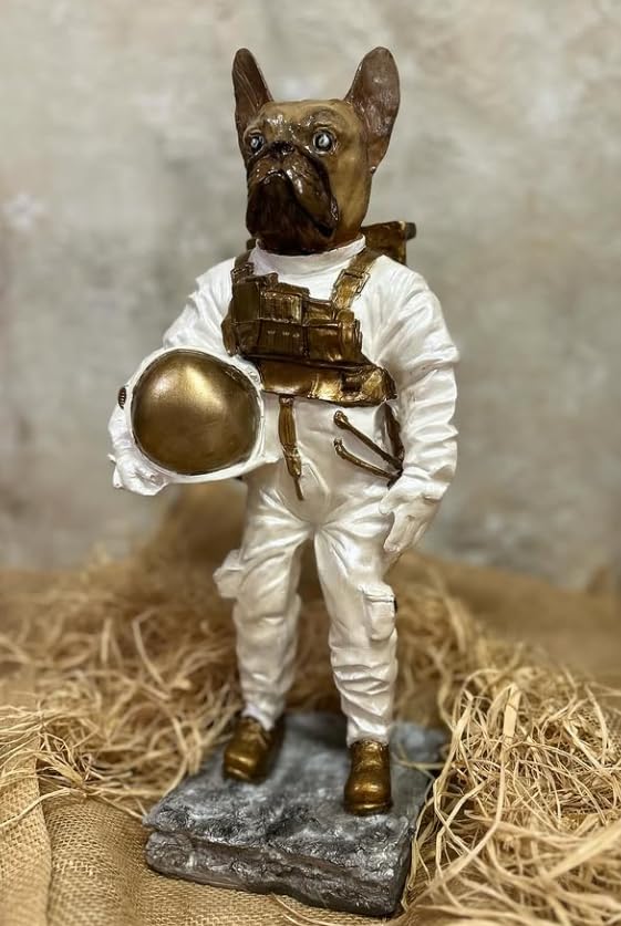 Astronaut BullDog Figurine, Dog In Spacesuit Statue, Space-Themed Bulldog Sculpture, Animal Astronaut Decor, Dog Lover Home Decor