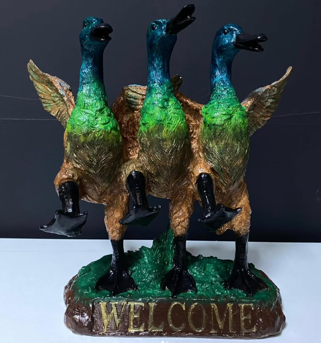 Whimsical Goose Welcome Sign Statue for Garden Porch Decor, Goose Welcome Statue, Porch Welcome Sign, Outdoor Goose Statue, Duck Sculpture