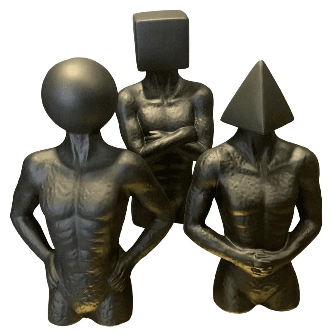 Geometric Head Sculptures Set of 3, Abstract Body Art Decor- Sphere, Cube, Pyramid Heads, Modern Art Decor, Abstract Human Figurines, Human Sculpture, Human Decor