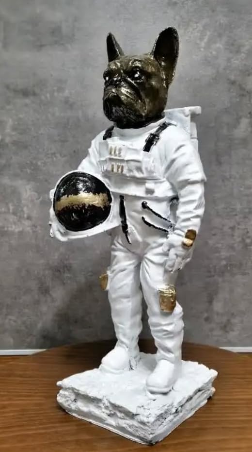Astronaut BullDog Figurine, Dog In Spacesuit Statue, Space-Themed Bulldog Sculpture, Animal Astronaut Decor, Dog Lover Home Decor