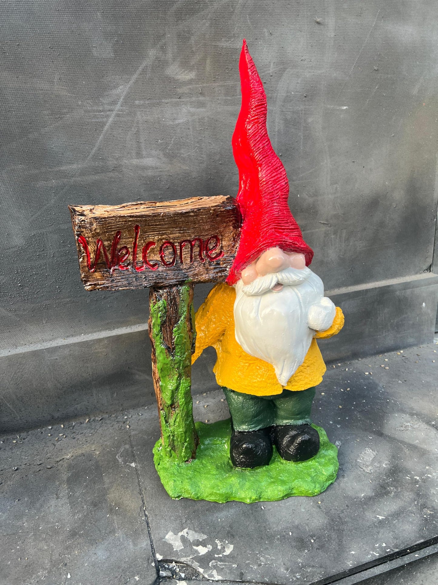 Large Garden Gnome Welcome Sign for Outdoor Decor, Garden Gnome Statue, Welcome Sign Gnome, Porch Welcome Gnome, Cute Gnome Statue