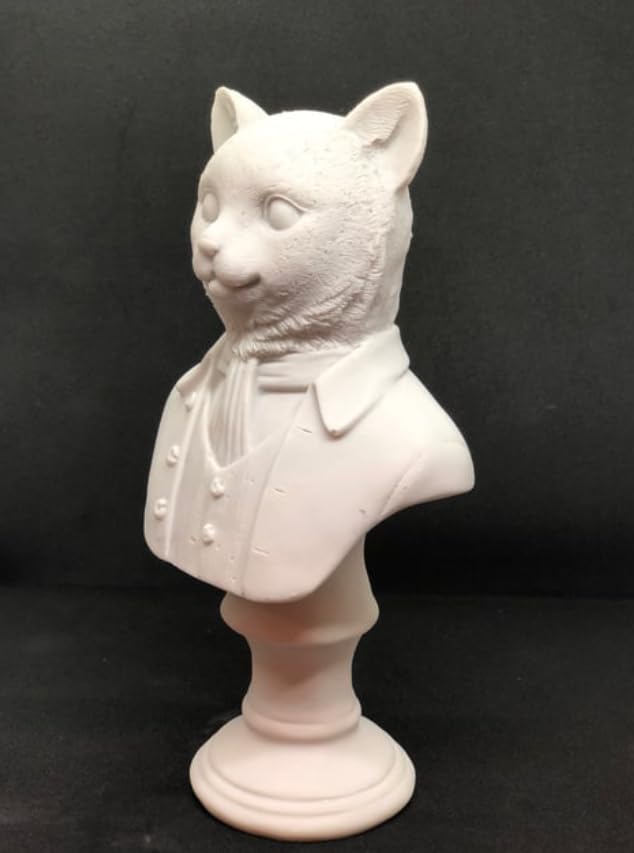 Tuxedo Katzenbüste Statue, Elegante Katzenskulptur, Elegante Katzenfigur mit Tuxedo, Gentleman Katzenbüste Statue, Tuxedo Katzenstatue, Katzenskulptur
