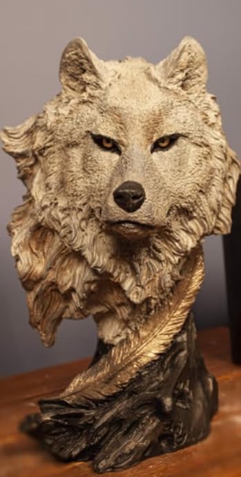 Wolf Head Sculpture, Wolf Lover Gift, Rustic Wolf Home Decor, Wolf Bust, Wildlife Lover Gift, Polyester Wolf Statue, Gothic Wolf Figurine, Wolf Head Statue, Wolf Head Decor