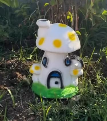 Whimsical Mushroom House Decor with Hedgehog, Toadstool House with Hedgehog, Mushroom Sculpture, Mushroom Statue with Hedgehog