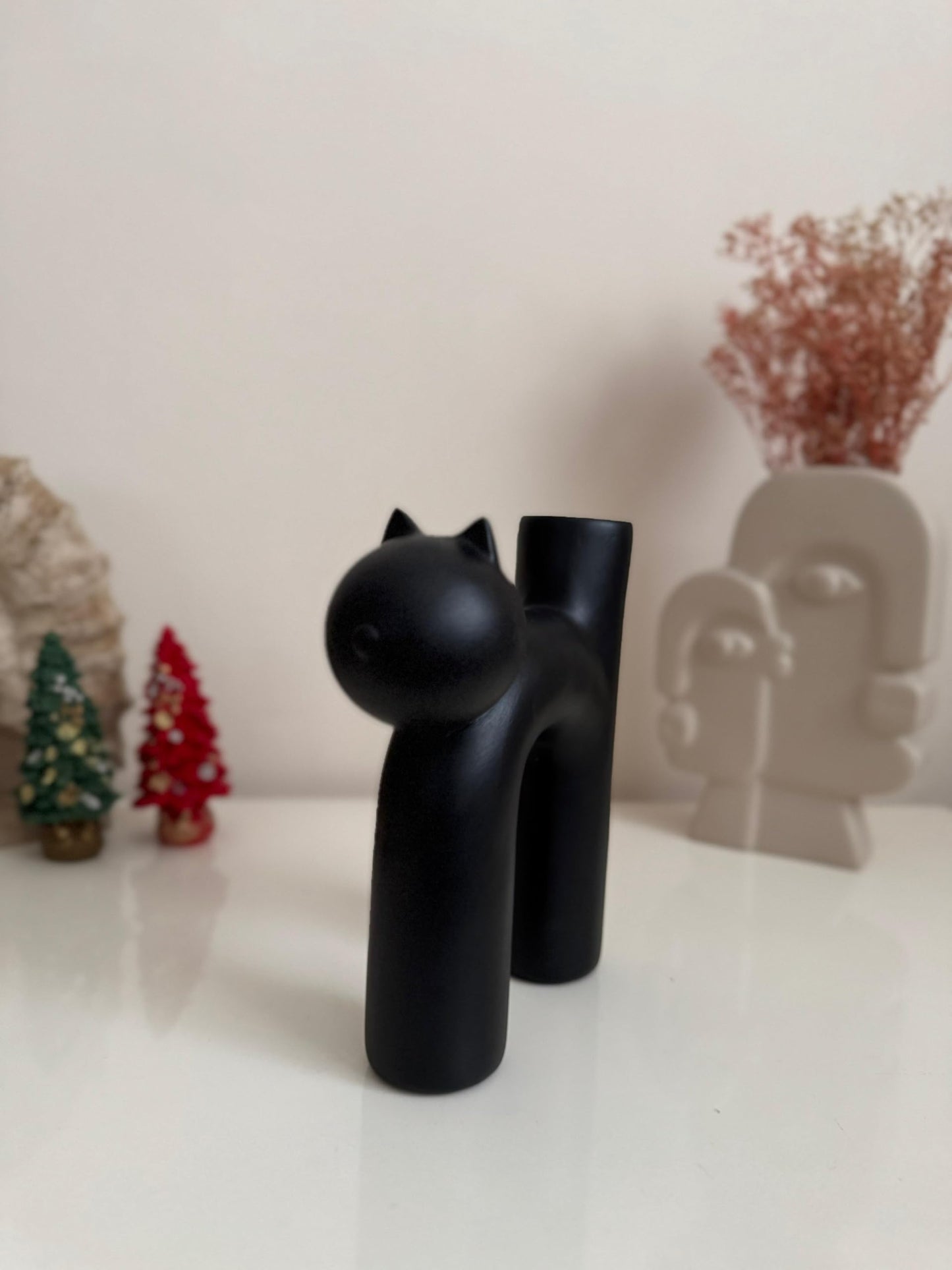 Süße Vase in Katzenform, Katzenvase für Blumen, Keramikvase, nordisches Kunstdekor, Geschenk für Zuhause, Geschenk für Katzenliebhaber, Keramik-Katzenvase, Katzenvase, Katzenförmige Vase, Blumenvase