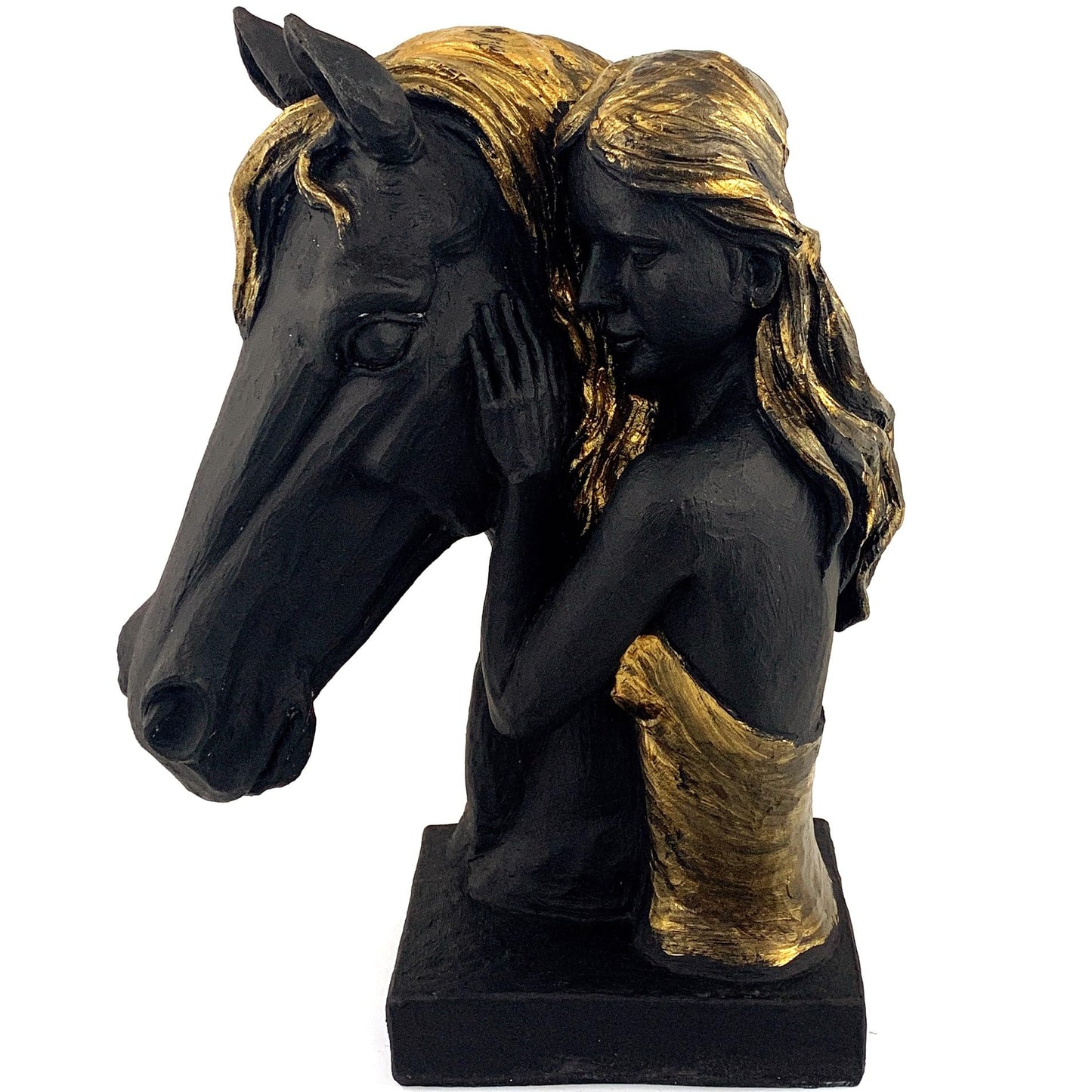 Horse And Girl Sculpture, Horse Lover Gift Statue, Girl With Horse Art Piece, Horse And Girl Statue, Equestrian Art Sculpture